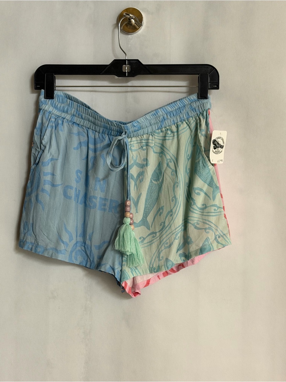 Surf Gypsy Patchwork Print Tassel Shorts Size Small NWT